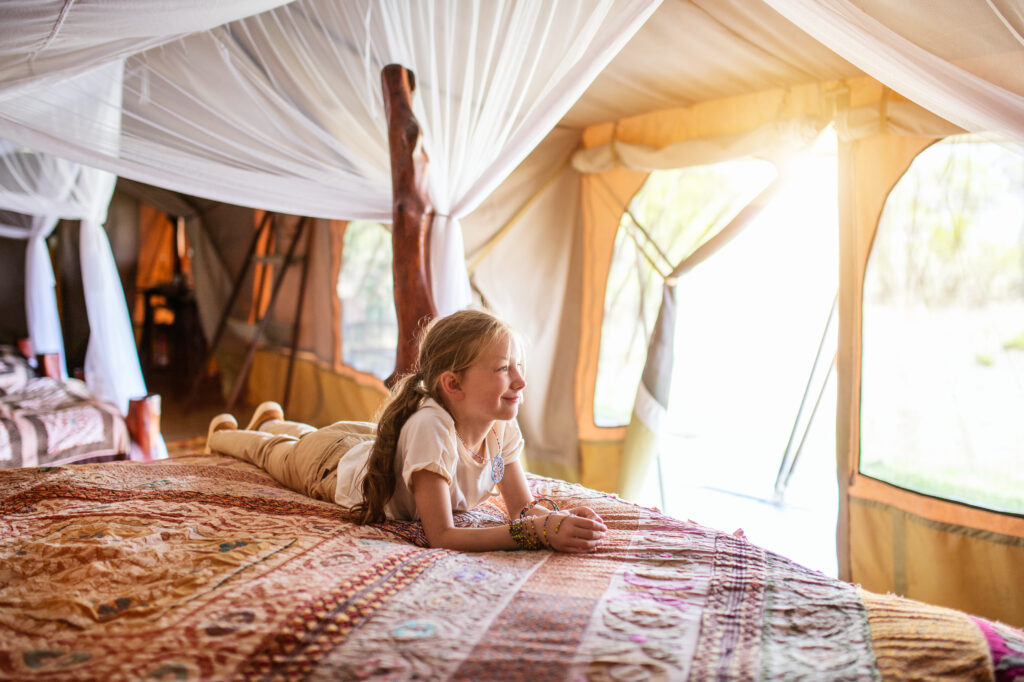 African family safari child tented camp